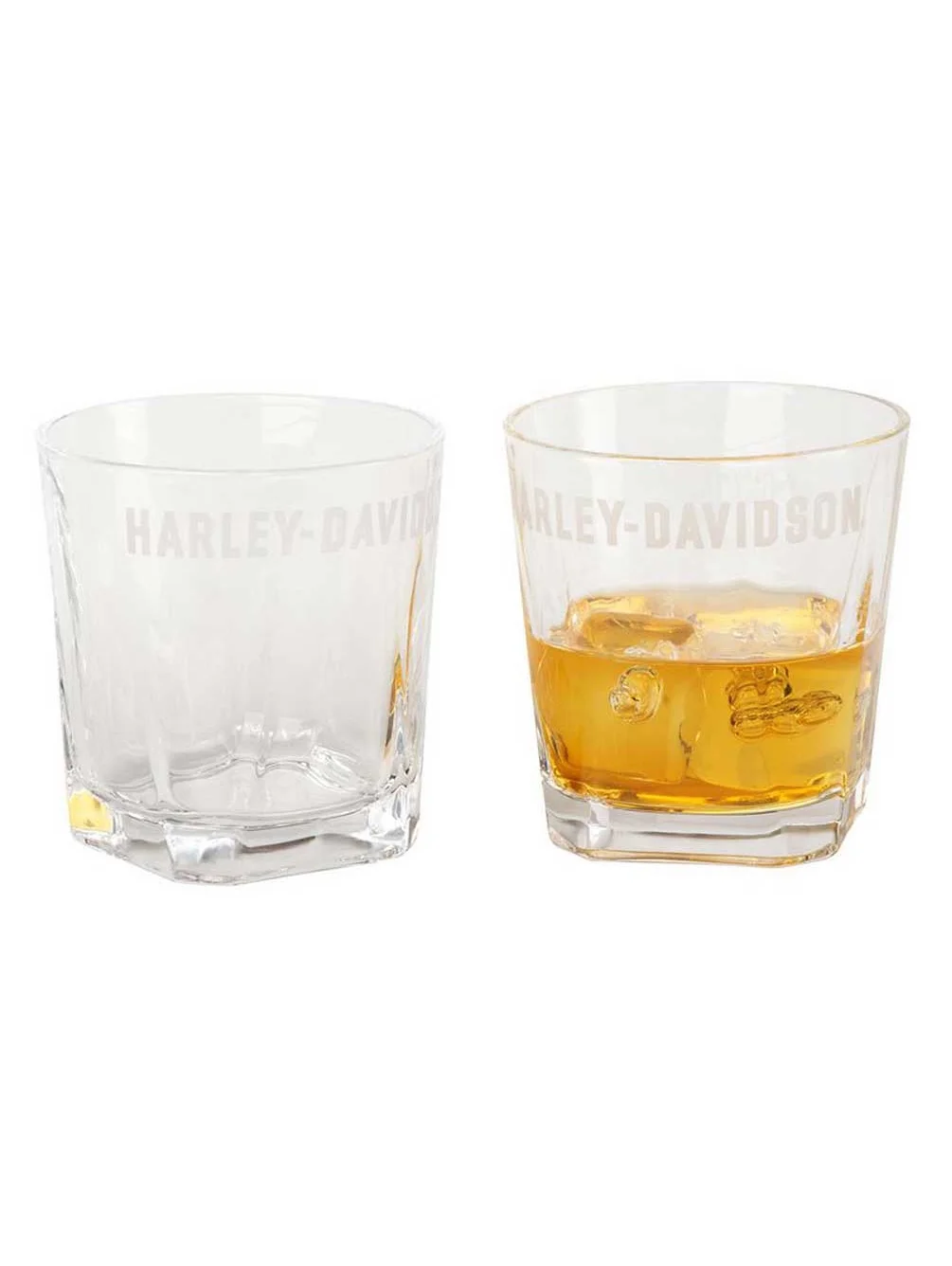 Harley-Davidson Etched H-D Logo Rocks Glass Set, Set of Two 8 oz. Glasses, Harley Davidson