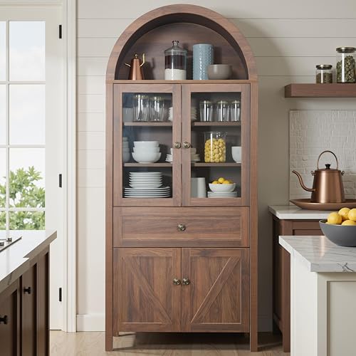 Pantry Cabinet, Kitchen Storage Cabinets with Drawer, 2 Cabinets and 6 Door Shelves, Adjustable Shelves, Kitchen Pantry Storage Cabinet for Dinging Room, Living Room, 71.65