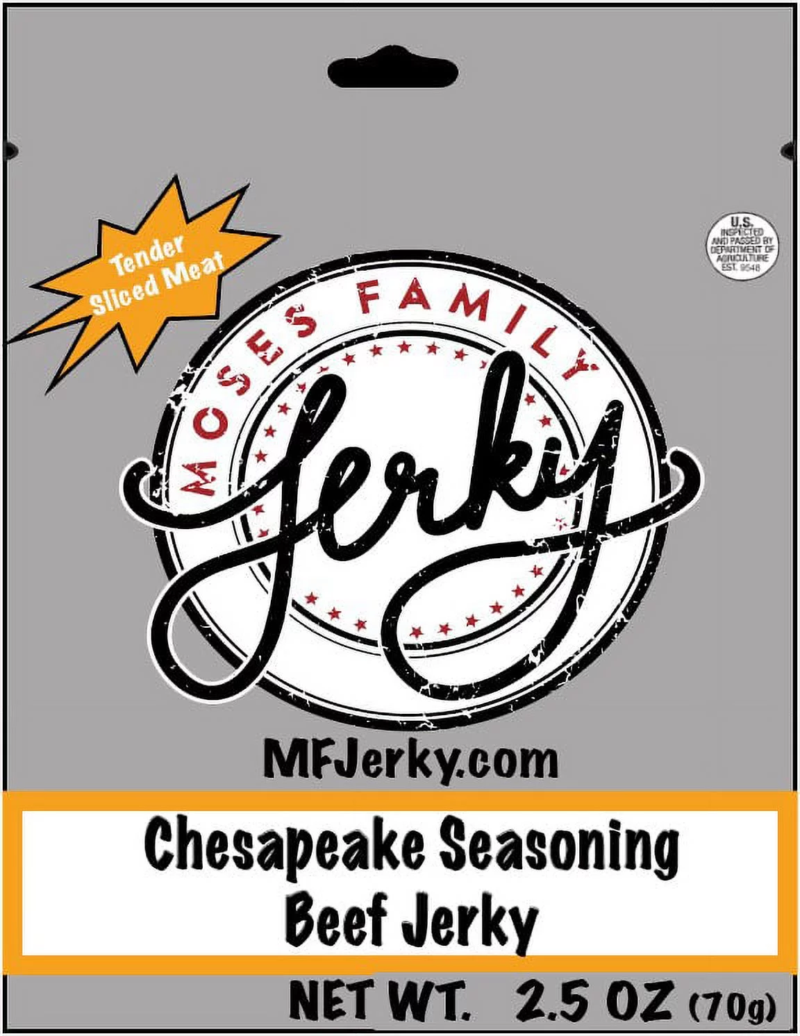 Moses Family Jerky, Old Chesapeake Bay Seasoning Beef Jerky, 2.5 Ounce (Pack of 8), Tender Sliced Meat, Bulk Pack
