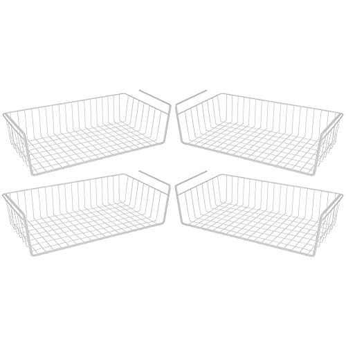 Modern Home Cabinet Wire Hanging Basket Shelves - Space Saving Under Shelf Storage Organizer (15