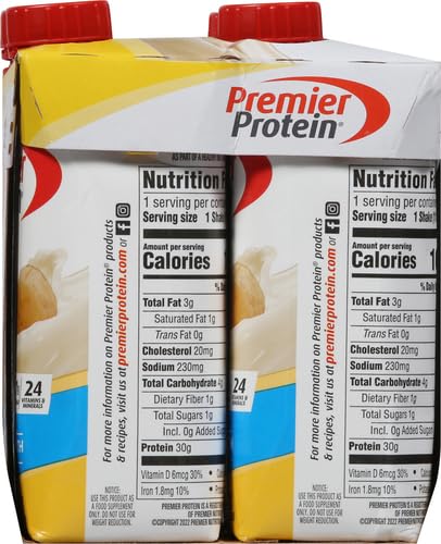 Premier Protein, 30g Shakes Bananas and Cream, 44 Fl Oz, Pack of 4