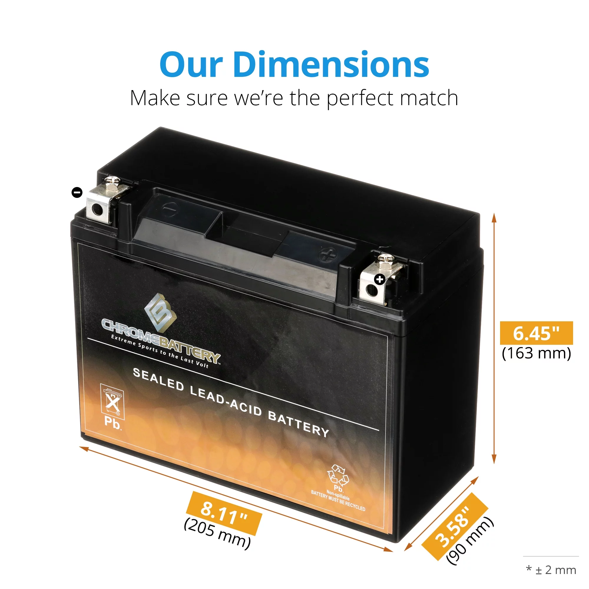 Chrome Battery Y50-N18L-A3 (50-N18L-A3 12 Volt,20 Ah, 260 CCA) Snowmobile Battery for Arctic Cat King Cat 900 2006