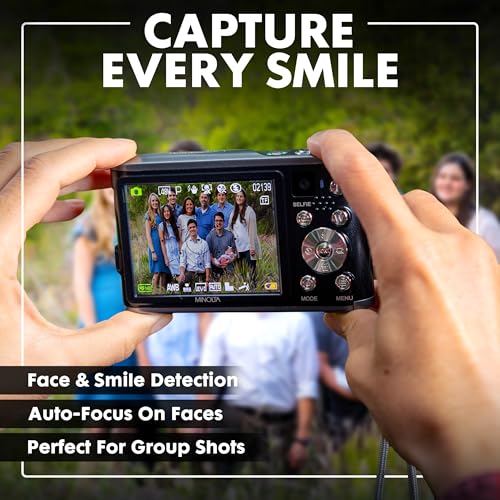 Minolta 48 Mega Pixels Point & Shoot Digital Camera with Rear Selfie Lens, Autofocus & 4K Ultra HD Video, Blue