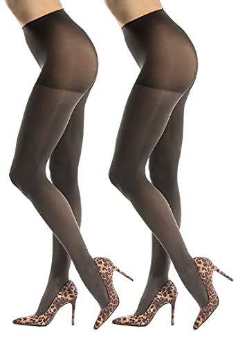 Silkies Women's Opaque Microfiber Control Top Tights (2 Pair Pack) - Soft, Lightweight, Comfortable