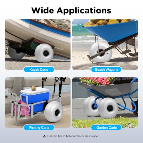 PERFERATE 2pcs Beach Balloon Wheels PVC Beach Cart Balloon Wheels Beach Cart Tires Replacement Big Sand Wheel for Beach Buggy, Kayak Trolley, Canoe Dolly, Rolling Walker