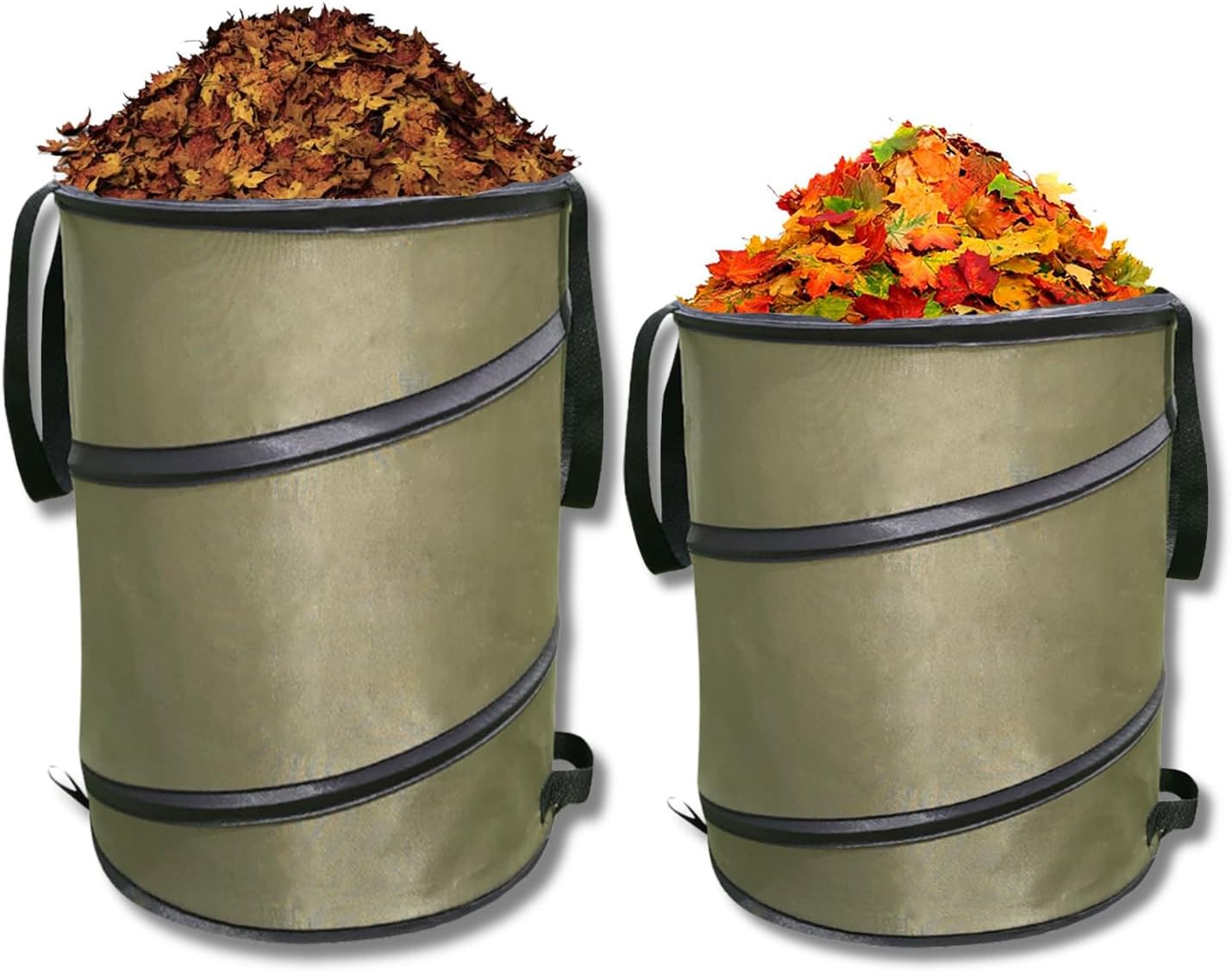 Foldable Garden Leaf Bag – 2 Pack – 24 Gallon and 30 Gallon Pop-Up Reusable Yard Lawn Waste Bags for Efficient Yard Clean-Up (Pack of 2)