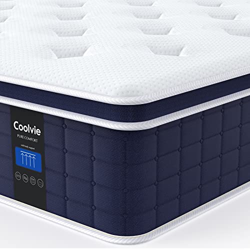 Coolvie California King Mattress in a Box, Medium Firm 12 Inch Hybrid Cal King Mattress with Memory Foam&Pocket Spring, Pressure Relief, Cooling, Personalized Support for Heavy People, CertiPUR-US