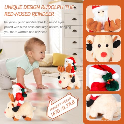 Singing Dancing Walking Reindeer Plush and Santa Claus,Baby's Rudolph The Red Nose Reindeer Plush Toy