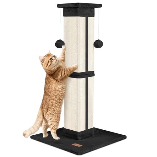 Cat Scratching Post 33 inch for Indoor Cats, High Cat Scratch Post Grey, Cat Tree for Full-Body Stretching, Protect Your Furniture