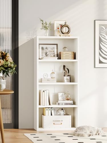 Casaottima 5-Tier Open Bookshelf and Bookcase, Floor Standing Display Storage Shelves for Living Room, Tall Book Shelf for Bedroom, Home Office, Dining Room, Vintage