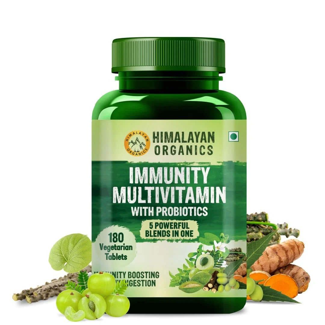Himalayan Organics Immunity Multivitamin With Probiotics | Boost Energy | Good For Bone, Joints, Hair & Skin -180 Veg Tablets