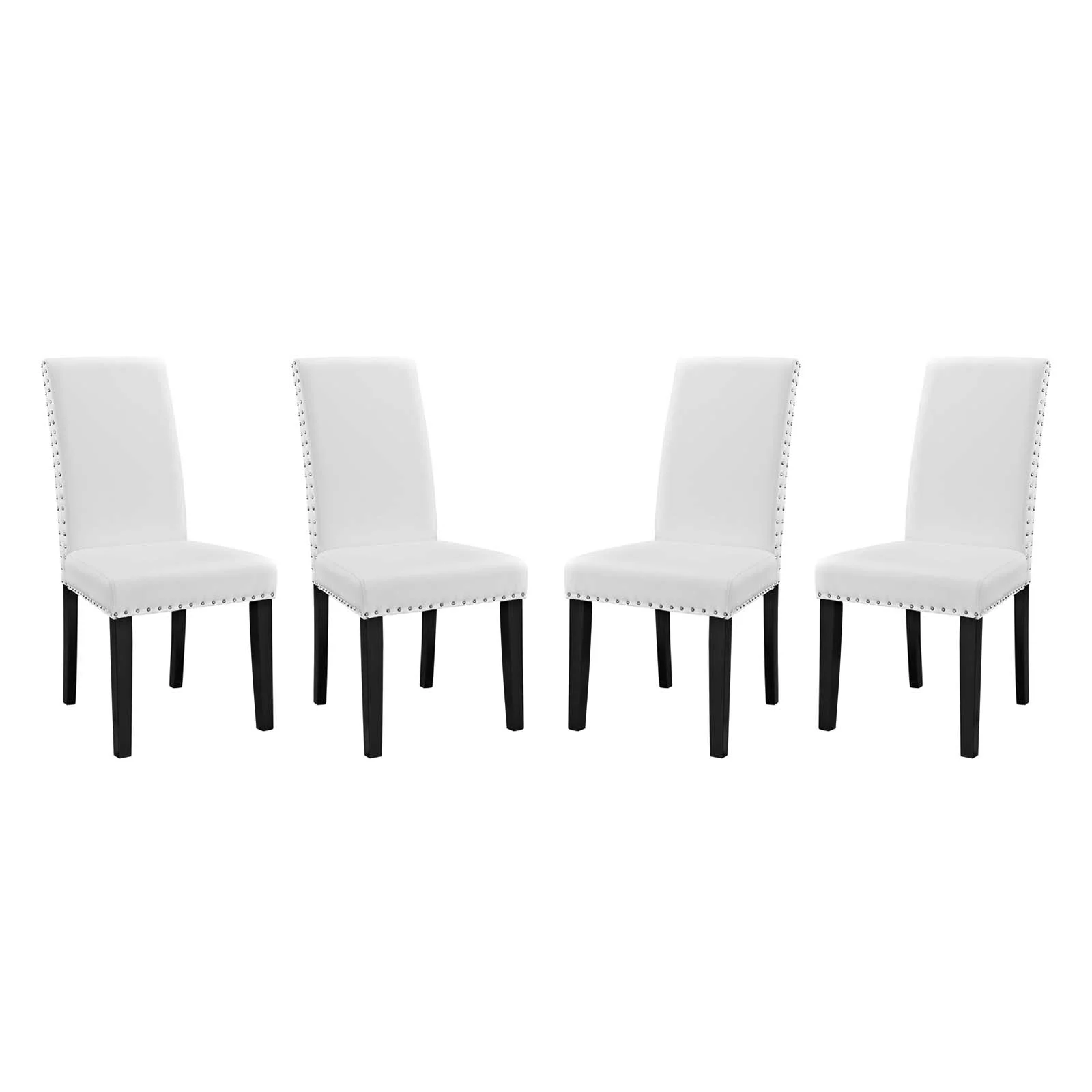 Modway Parcel Dining Side Chair Vinyl Set of 4 in White
