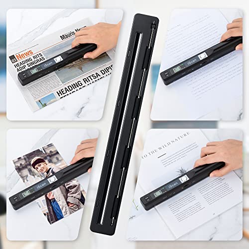 Portable Scanner, Photo Scanner for A4 Documents, Handheld Scanner for Business, Photo, Picture, Receipts, Books, JPG/PDF Format Selection, UP to 900 DPI, with 16G SD Car