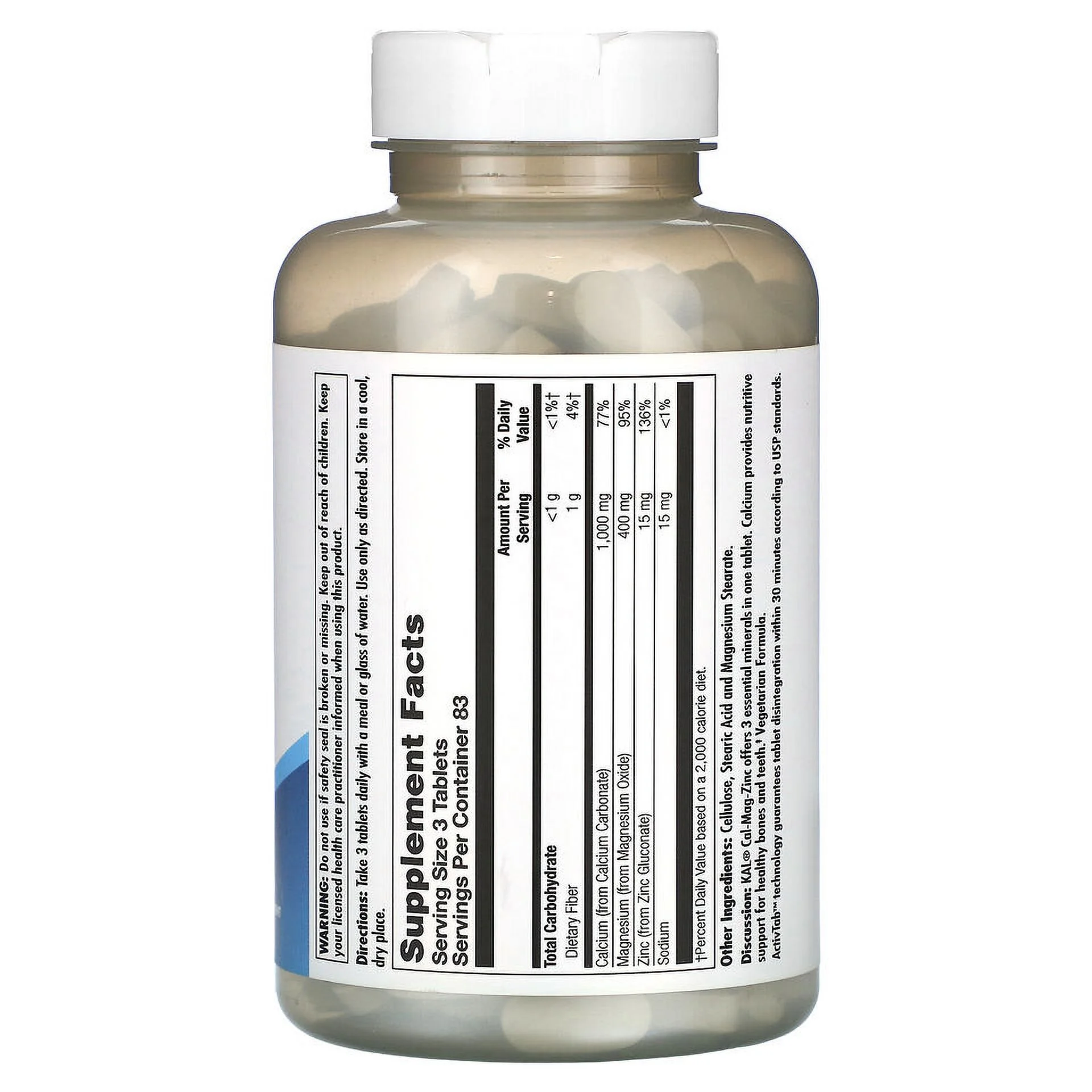 Cal/Mag/Zinc High Potency Support Bones 250 Tablets