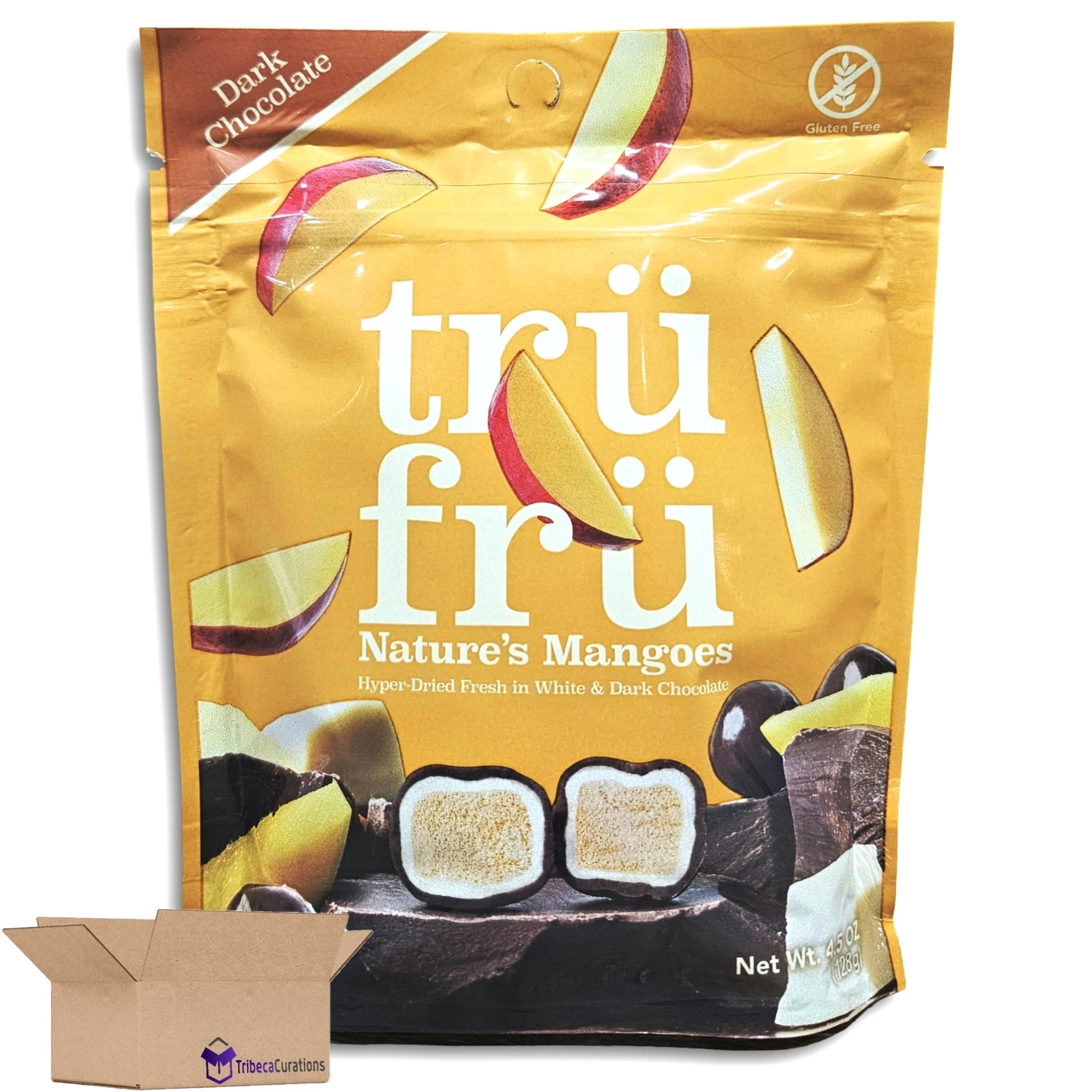 Hyper-Dried Fresh Mango In White & Dark Chocolate Value Pack | Bundled by Tribeca Curations | 4.5 Ounce Share Bag | Pack of 6