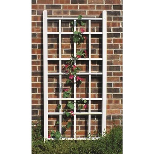 Dura-Trel Cottage 28 by 66 Inch Heavy Duty Weather Stabilized PVC Vinyl Outdoor Garden Patio Trellis with Ground Anchors, White.