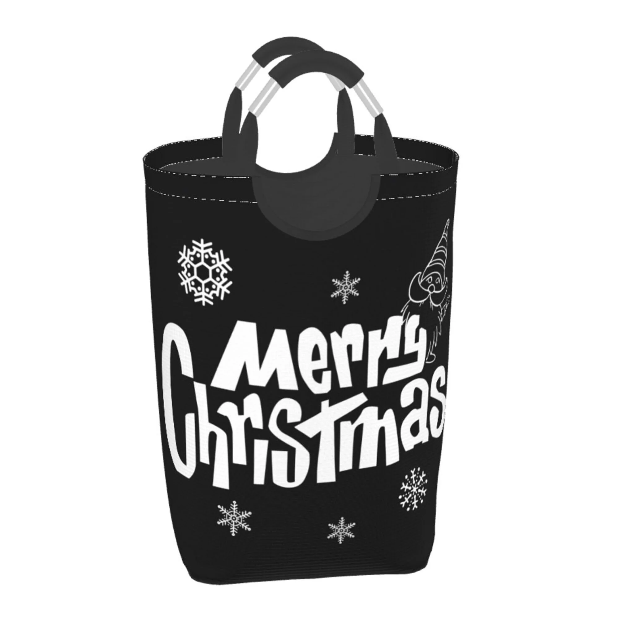 TEQUAN 50L Large Rectangular Laundry Hamper with Aluminum Handles, Christmas Winter Prints Waterproof Foldable Dirty Clothes Basket