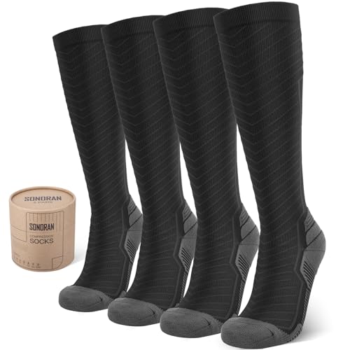 Compression Socks for Men & Women (2/4/6 Pairs) 20-30 mmHg Graduated Compression Knee High for Running, Athletic