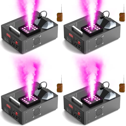 1500W Fog Machine with Lights 24 RGB LED Stage Smoke Machine Vertical Halloween Smoke Machine DMX/Wireless/Manual Control 2.5 Liters with 20000 CFM for Wedding Christmas Party Outdoor Indoor
