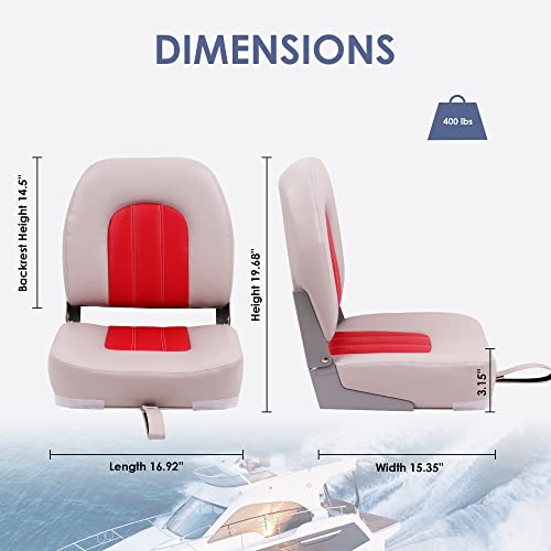 Deckpro Angler Low Back Boat Seat, Fold-Down Fishing Boat Seat Grey/Blue