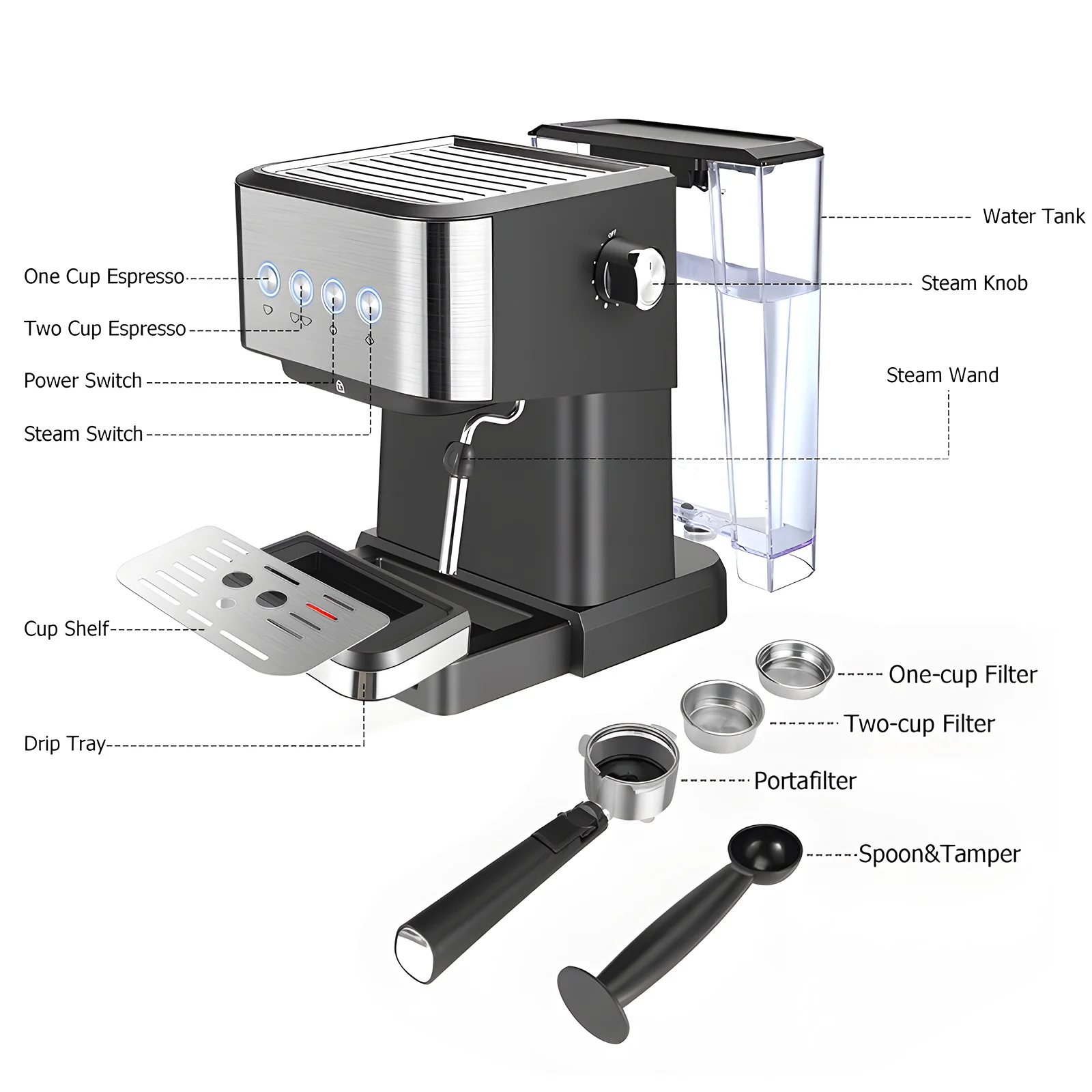 Pristin Coffee Maker,Frother Wand Coffee Maker Frother Wand coffee espresso Wand / 1.5L All-In-One Coffee Frother espresso espresso 1050W All-In-One Coffee 1.5L Water maker coffee OWSOO MIZUH