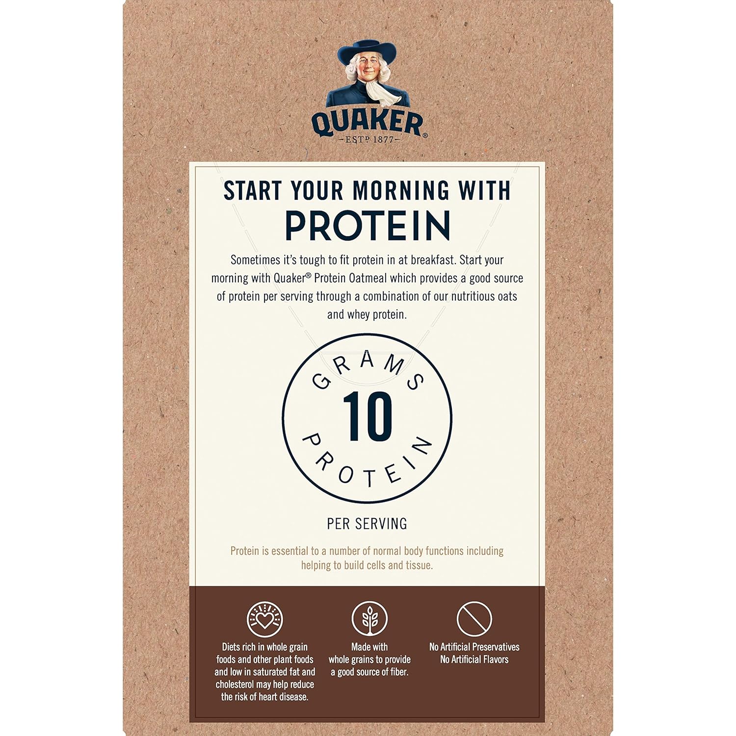 Quaker Instant Oatmeal, Protein Maple Brown Sugar, 10g Protein, 12.6 oz - Pack of 6