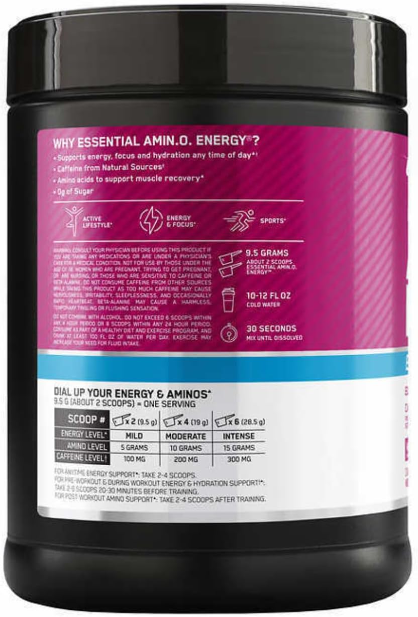 Optimum Nutrition Essential Amino Energy Powder - Energy and Hydration - Wild Berry - 72 Servings TM Gift Box