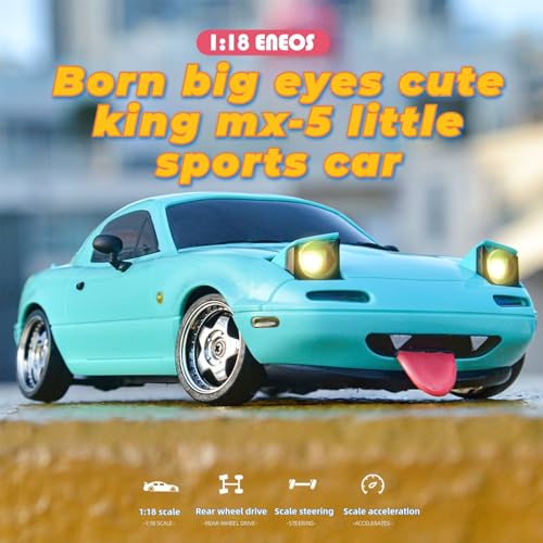 LD1899 1/18 RC Drift Car GTR R34 2.4GHz RWD with Gyroscope on-Road Alloy Body Shell Racing Cars Radio Control (Blue)