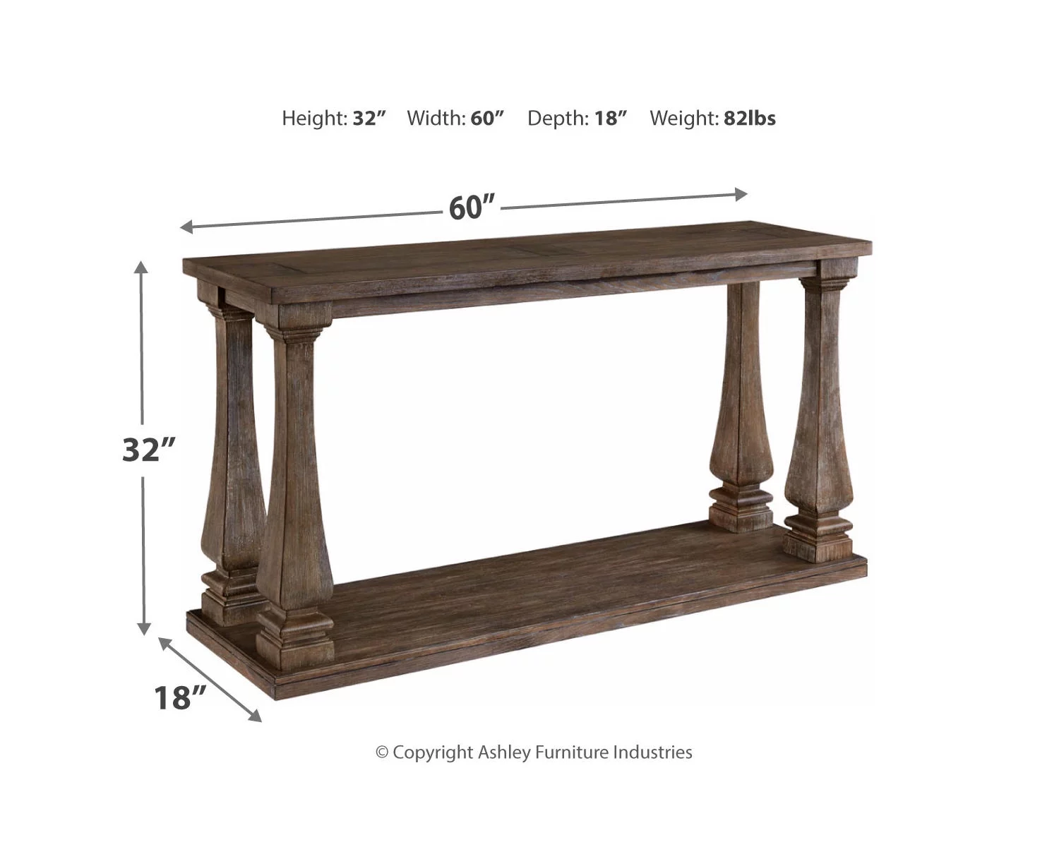Signature Design by Ashley Casual Johnelle Sofa Table  Gray