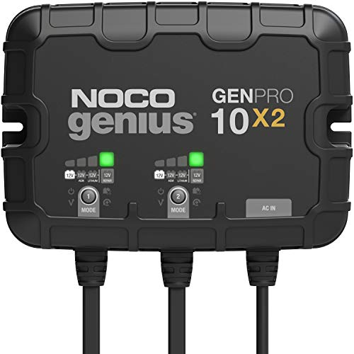 NOCO Genius GENPRO10X2: 2-Bank, 20A Onboard Battery Charger - 10A Per Bank, 12V Waterproof Marine Charger with Overcharge Protection & Temperature Compensation – for Lead-Acid & Lithium Batteries
