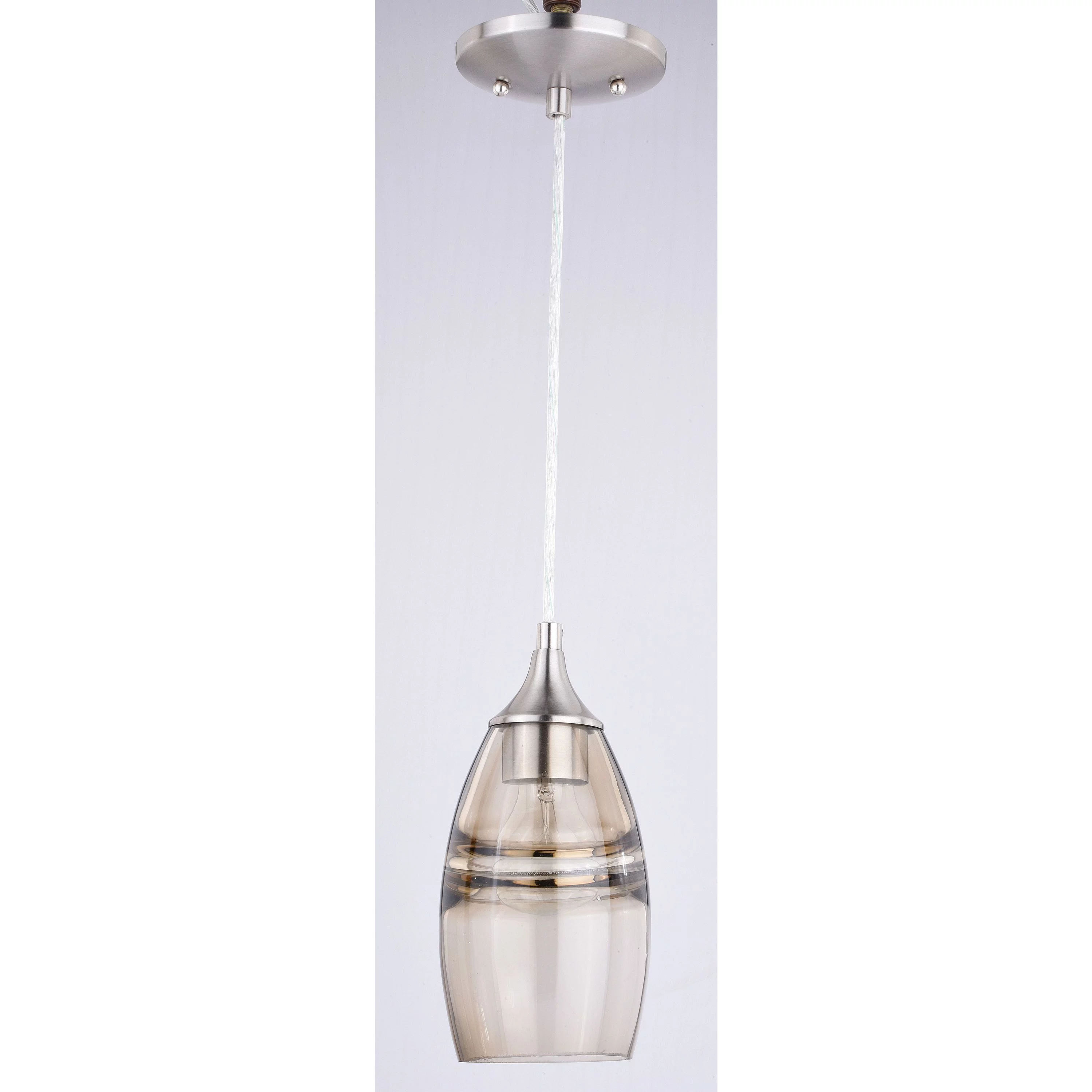 Vaxcel Milano Satin Nickel Mini Pendant Ceiling Light Amber Fog Glass