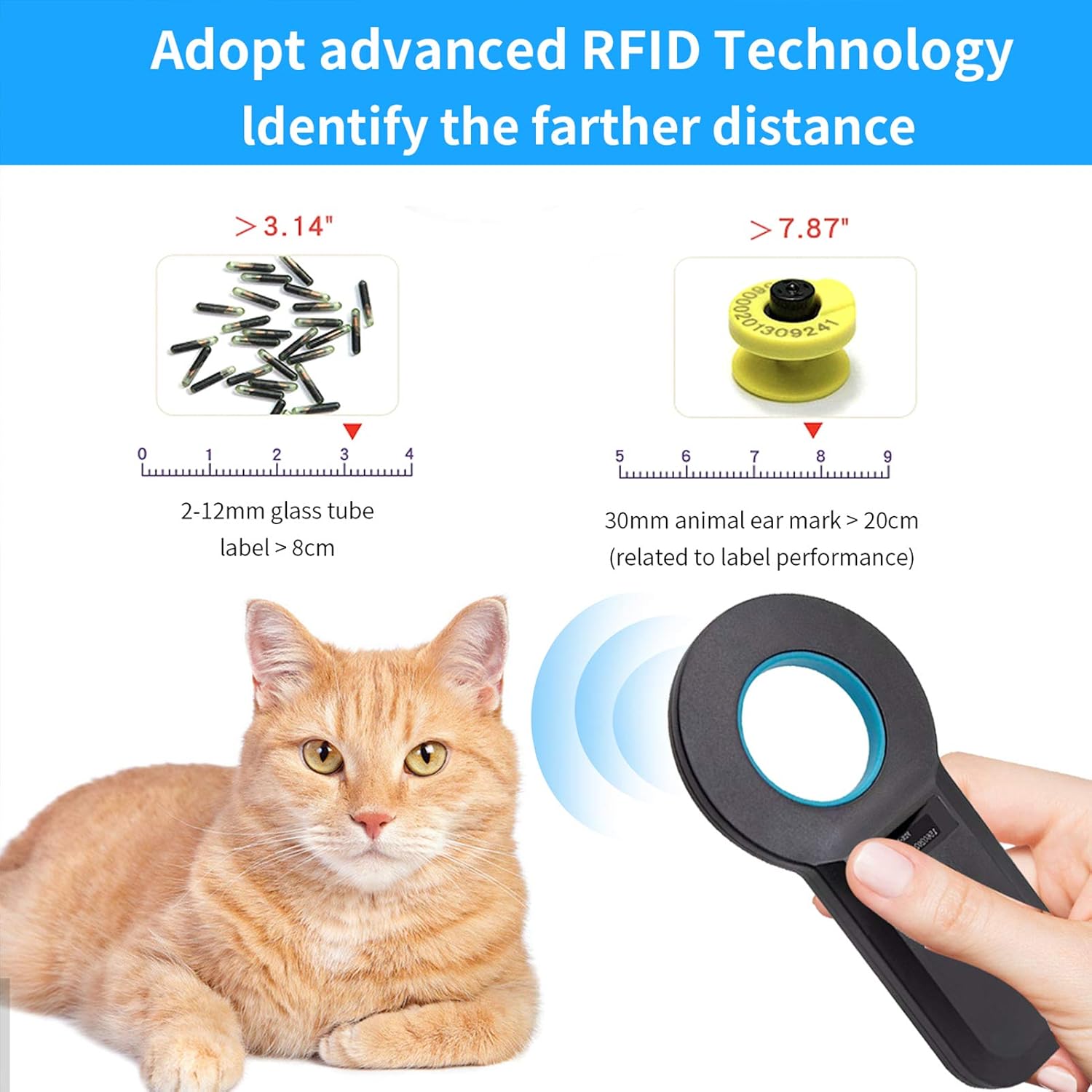 Pet Microchip Scanner, Animal Microchip Tag Reader Scanner,Three Ways to Connect,Recognize Quickly,Identify The Farther Distance