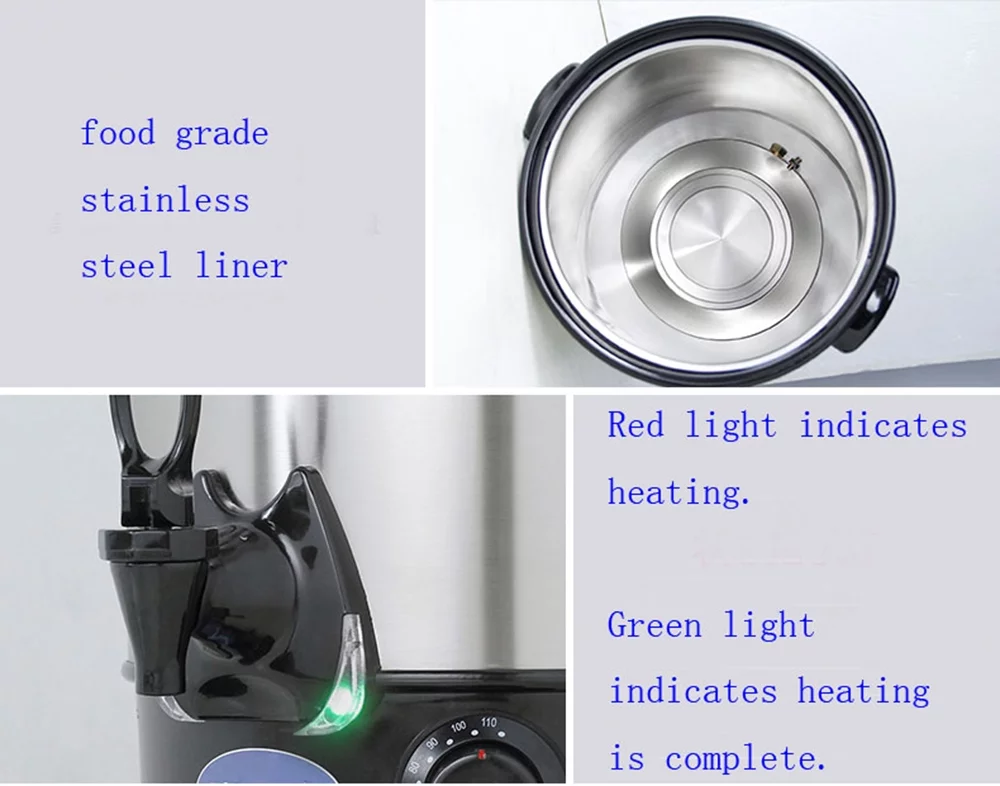 TECHTONGDA Hot Water Dispenser Commercial Home Stainless Steel Kettle Silver 19.6L