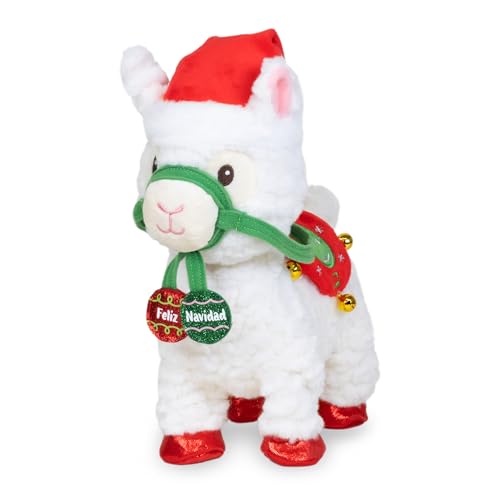 Cuddle Barn - Navidad Nico | Animated Christmas Walking Musical Plush Llama Toy Plays Feliz Navidad, 10.5 inches