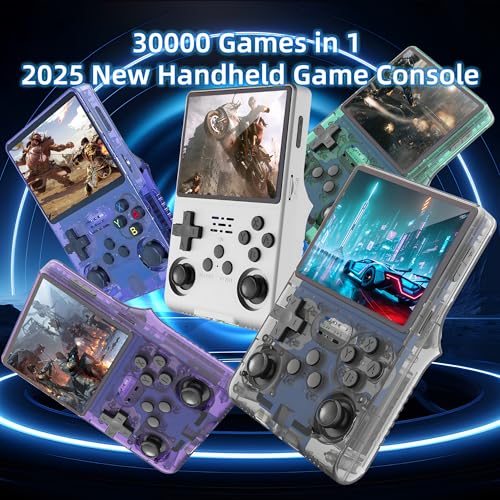 R40S PRO Retro Gaming Console, 30000+ HD Games Handheld Game Console, 3800mAh Rechargeable Mini Retro Video Console with 256GB TF Card, Portable Pocket Arcade (White)