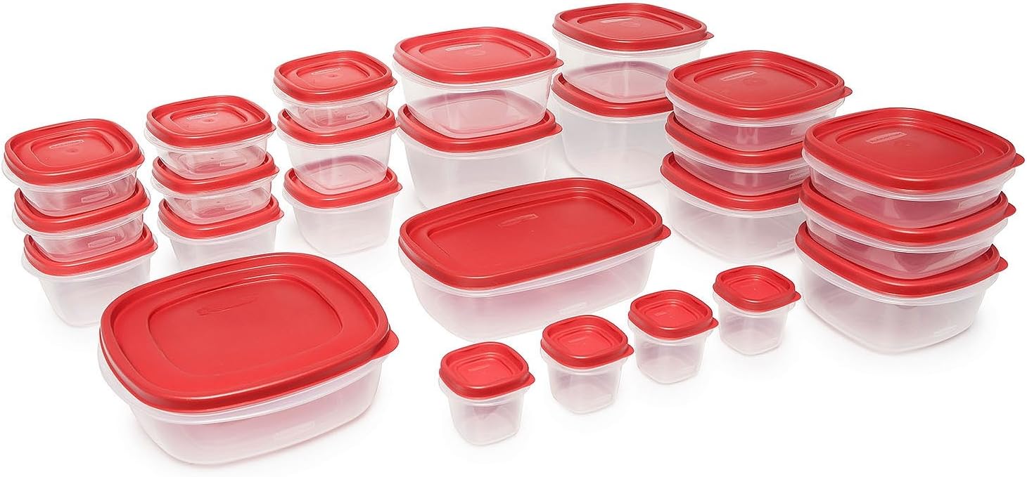 Rubbermaid Easy Find Lids Food Storage-Containers, Racer Red, 50 Piece Set