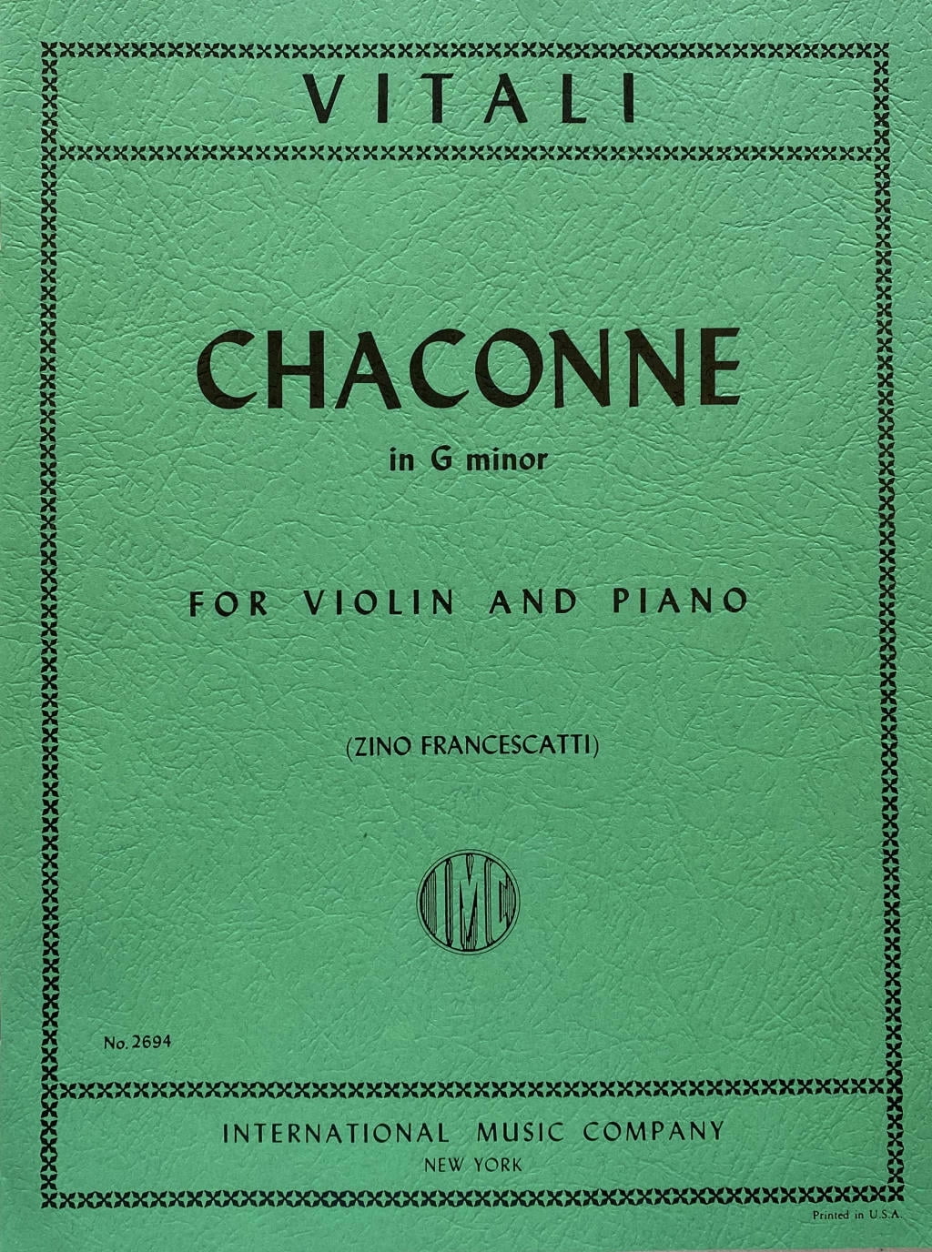 Vitali: Chaconne in G Minor - Violin (IMC # 2694)