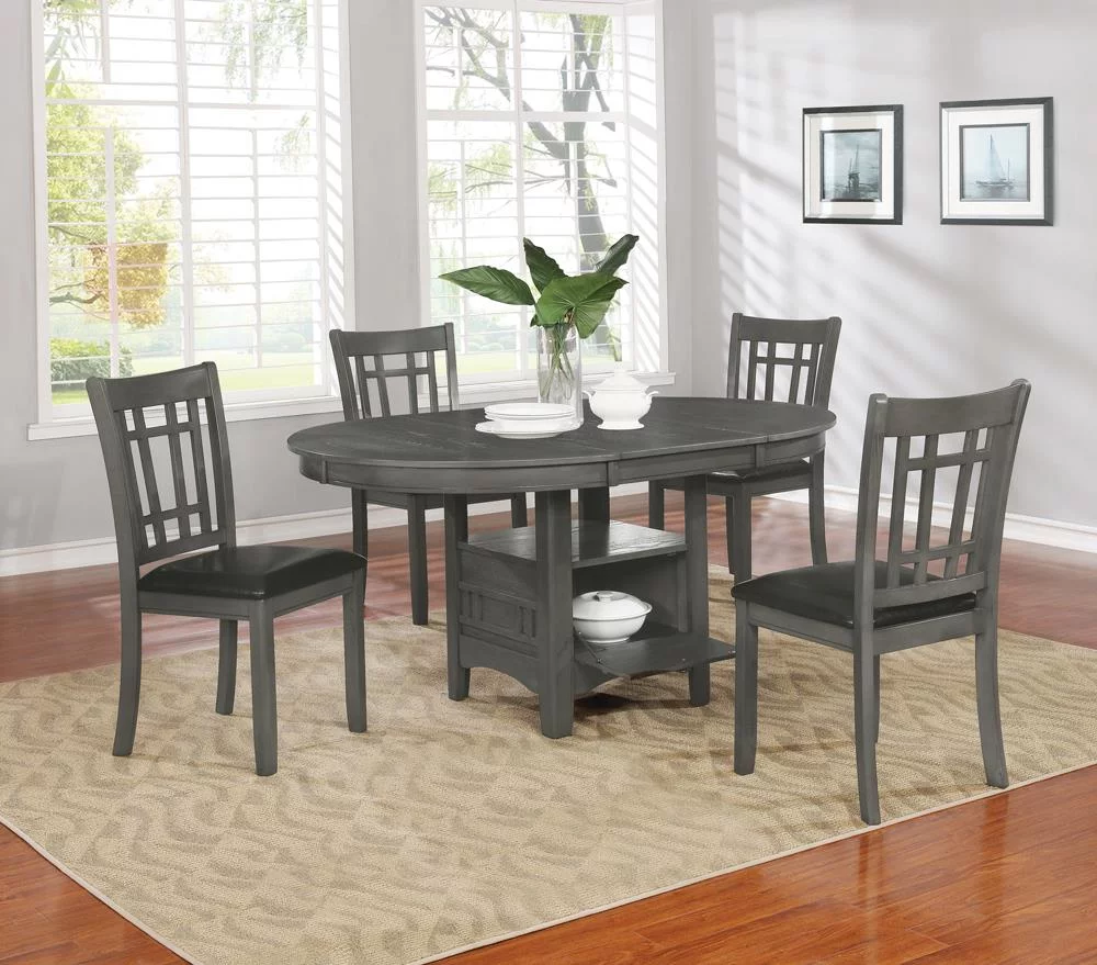 Coaster Lavon 5-piece Transitional Wood Dining Set in Medium Gray and Black