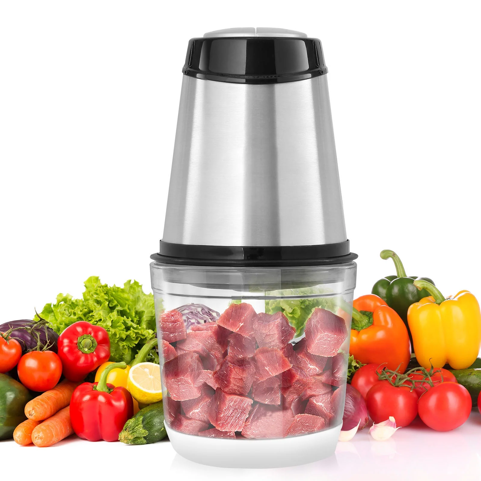 SKYSHALO 2.5 Cup Glass Electric Food Chopper Food Processor Bowl Meat Grinder Mixer