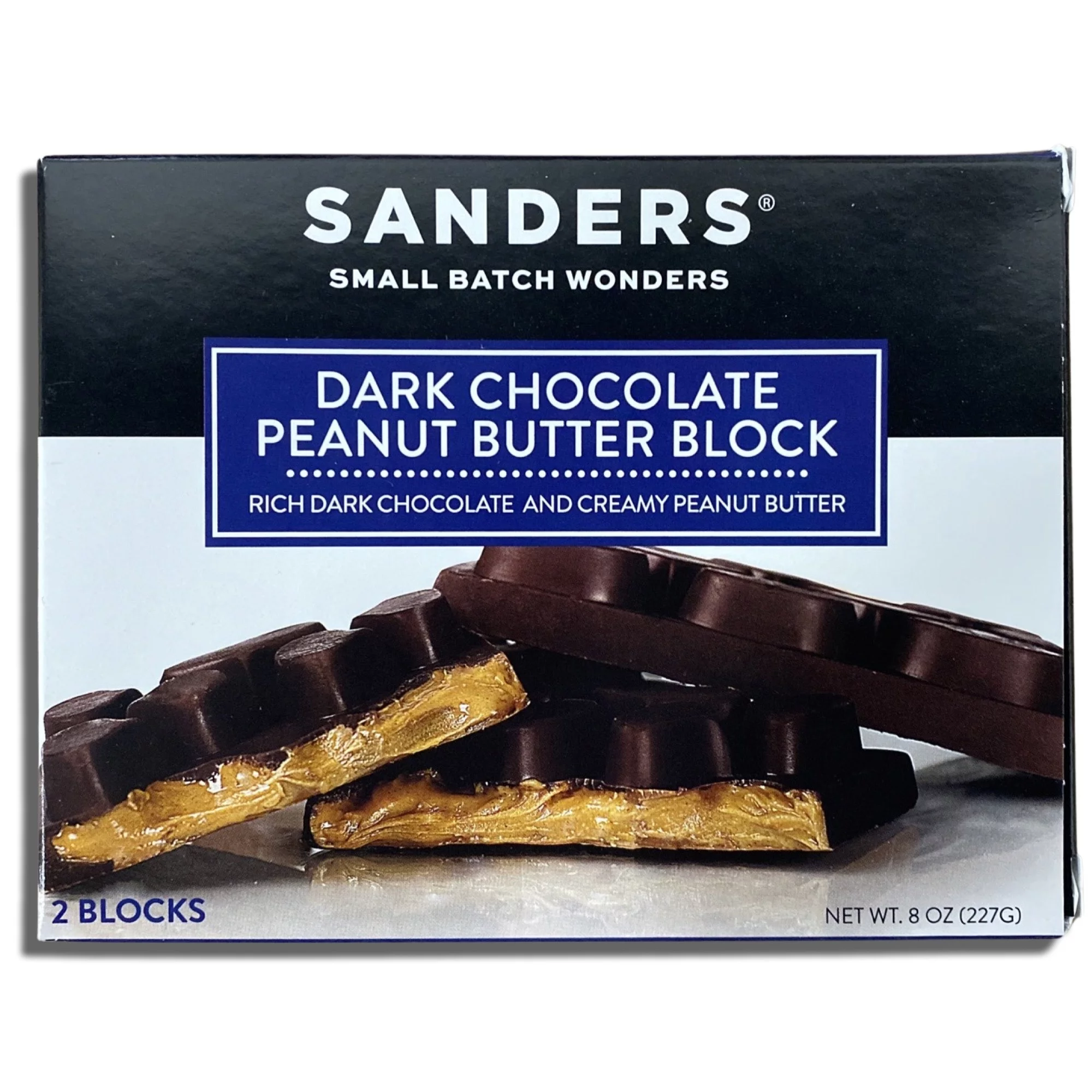 Chocolate Block by Sanders Bundled by Tribeca Curations | 8 Ounces | Value Pack of 2 (Dark Chocolate Peanut Butter)