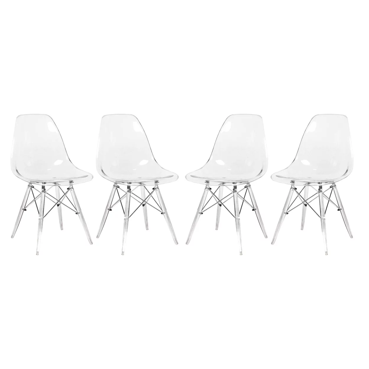 Dover Molded Side Chair with Acrylic Base, Set of 4 - Clear