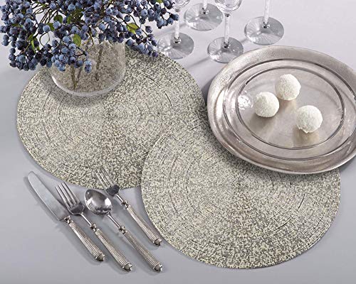 Gold Beaded Round Fabric Placemat, 14