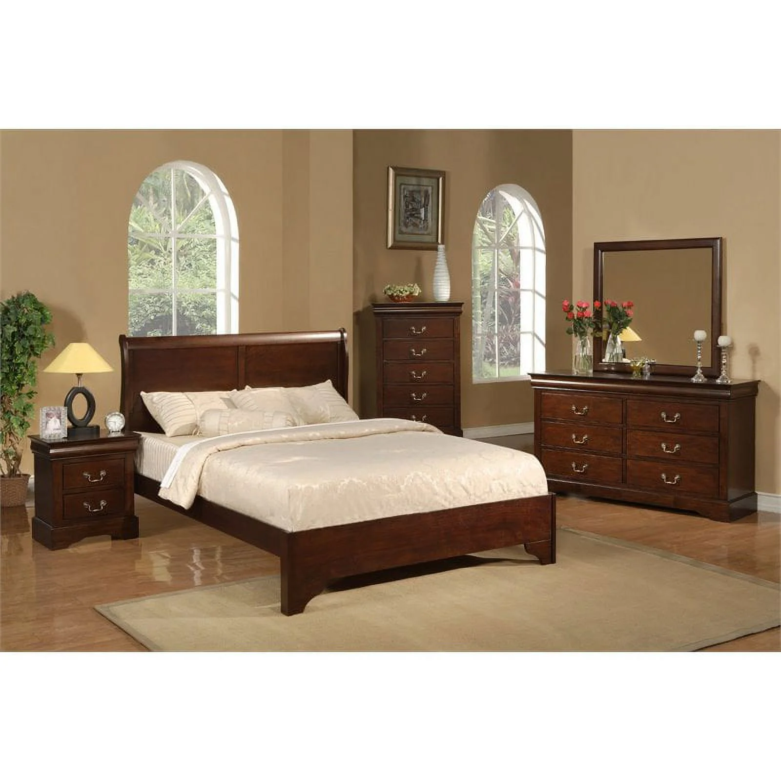 Bowery Hill Traditional Espresso Finish West Full Wood Sleigh Bed