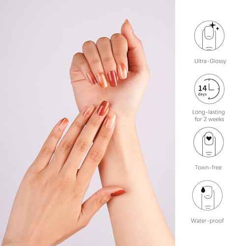 DANNI & TONI Semi Cured Gel Nail Strips Christmas Santa Claus Snowflakes Cat Eye Gel Nail Wraps 28 Stickers | Mistletoe Meow