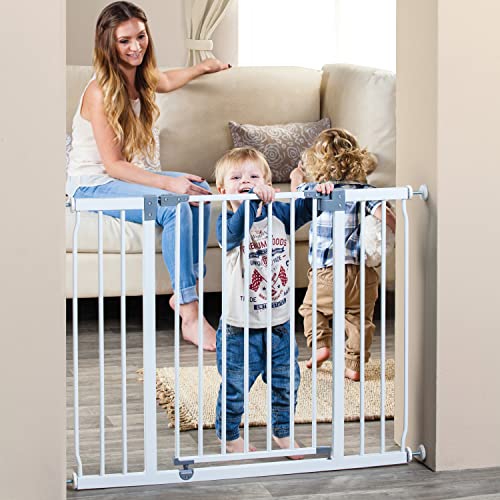 Dreambaby Liberty Extra-Wide Baby Safety Gate- with Smart Stay Open Feature - Fits Openings 39-42.5 inches Wide - White - Model L867