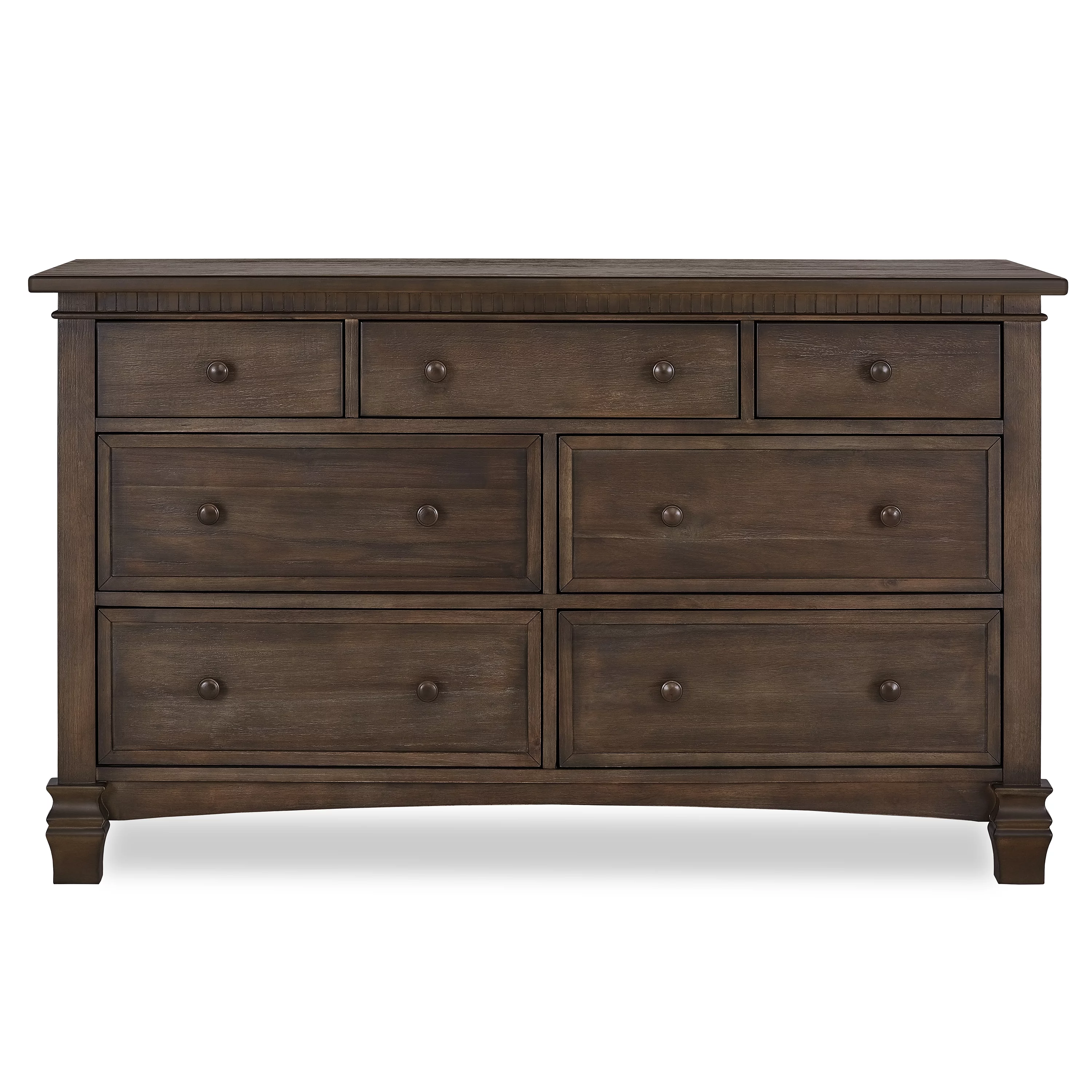 Evolur Cheyenne and Santa Fe Double Dresser, Antique Brown, 7 Drawers