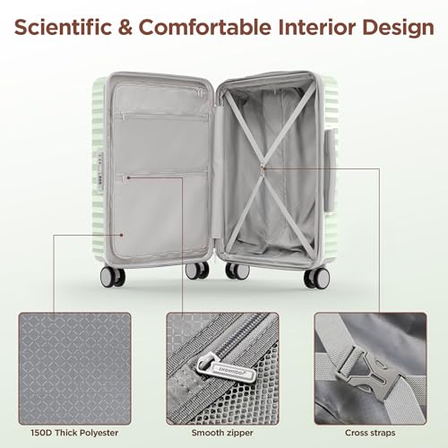 SHOWKOO Luggage Sets 3 Piece Hardside Expandable Suitcase with Double Spinner Wheels Tsa Lock, (Beige White, 5 piece set)