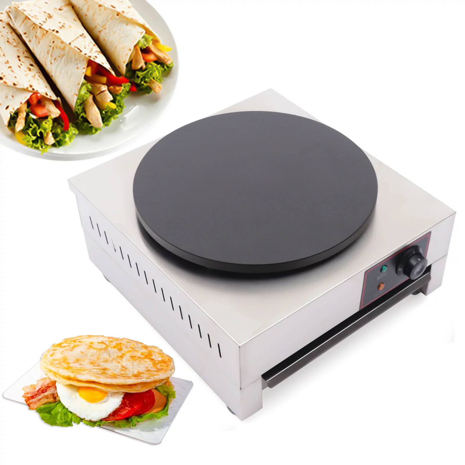 Anqidi 1.7KW Commercial Electric Crepe Maker, 15.75