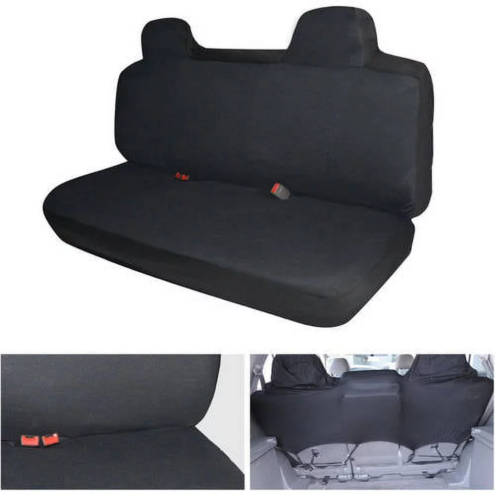 BDK Car Seat Covers 9pc Polyester Cloth 2 Front and Integrated Headreasts Rear Bench, High Back Rear