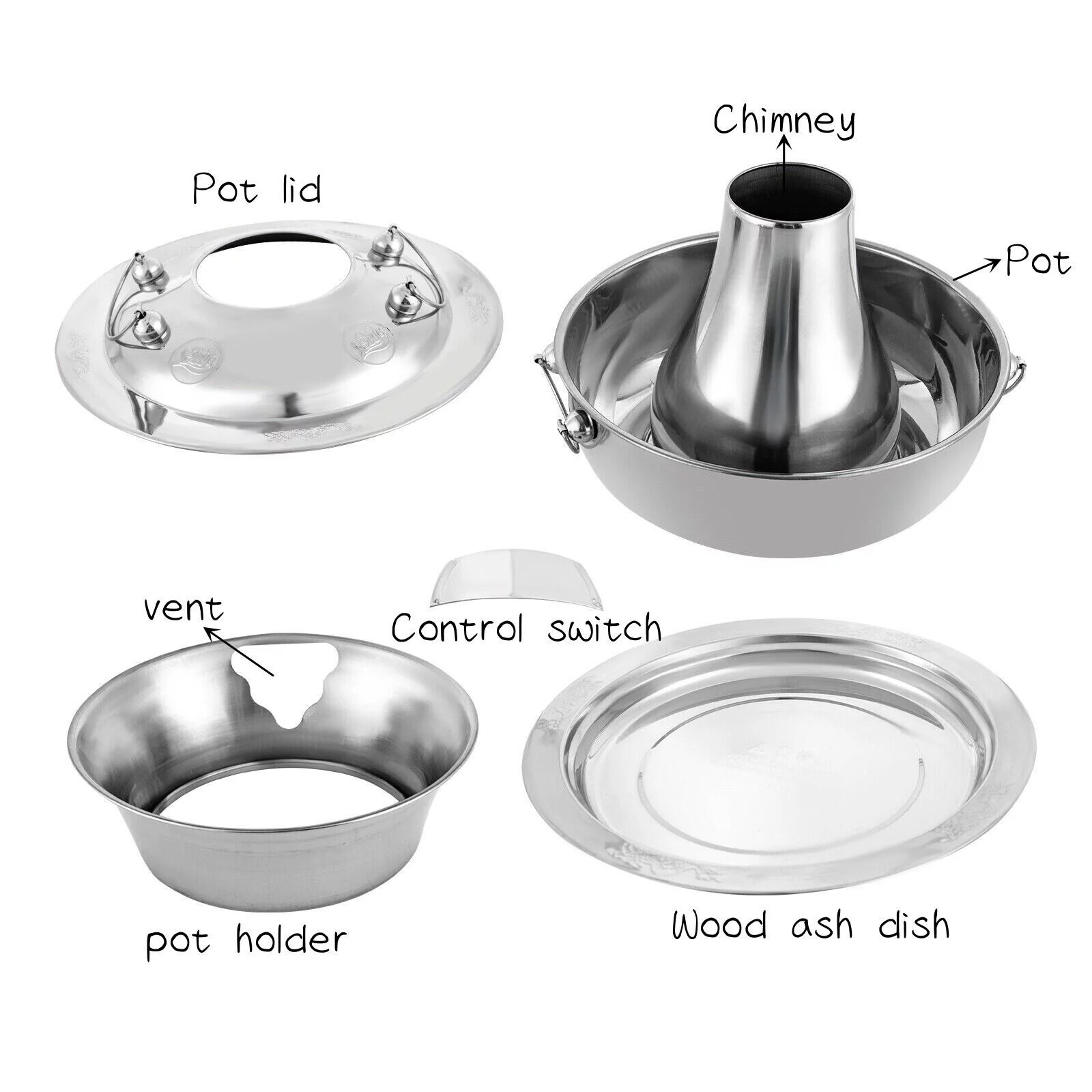 1.9QT/2.3QT Chinese Style Stainless Steel Shabu Hot Pot Instant-boiled Hotpot,LKS-8380